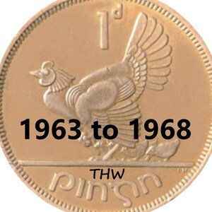 1963 DO 1968 1 Pingin (Penny) - Irlandia - irlandzki „Good Luck” (Hen and Chicks) Lucky Penny - Wybierz lata/lata/ilość