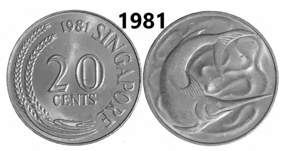 1981年シンガポール20セント硬貨 - メカジキ - Etsy 日本