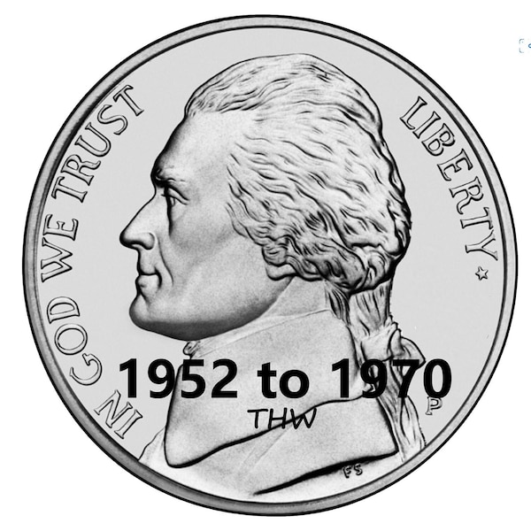 1952 to 1970 P,D,S Jefferson Nickel - Choose Year. Mint and Quantity - Birthdays, Jewelry, buttons, crafts, collections
