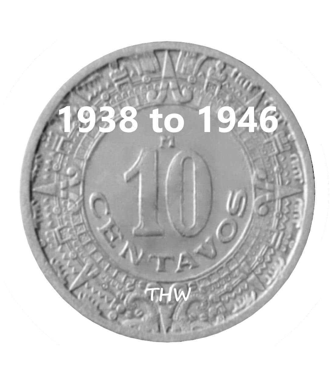 10 Centavos - Mexico - 1936 to 1946 - Select Year(s) / Quantity  https://www.etsy.com/shop/TreasureHunterWorld?