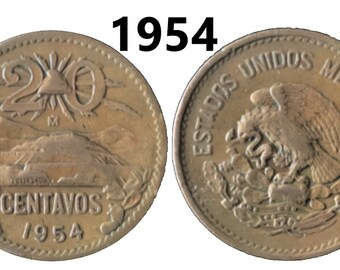 20 センターボ タイプ 1 国章 - メキシコ - 1943 ～ 1955 - 年