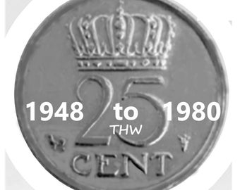 25 Cents Netherlands - 1948 to 1980 Juliana - kwartje ("little quarter") - Select Year(s) and Quantity