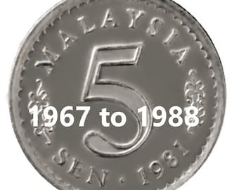 Malaysia 5 Sen - 1967 to 1988 - Select Year and Quantity