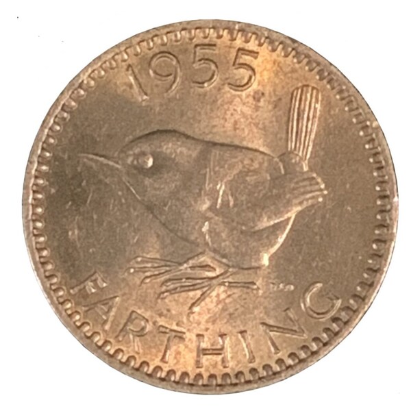 1955 1 Farthing UK wren coin