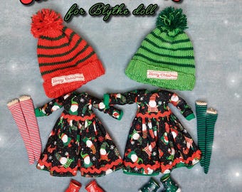 Conjuntos de ropa navideña para muñecas Blythe