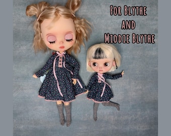 Floral Cotton Dress with Socks for Blythe and Middie Blythe Dolls