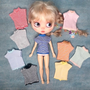 Striped Cotton T-shirt for Blythe Doll