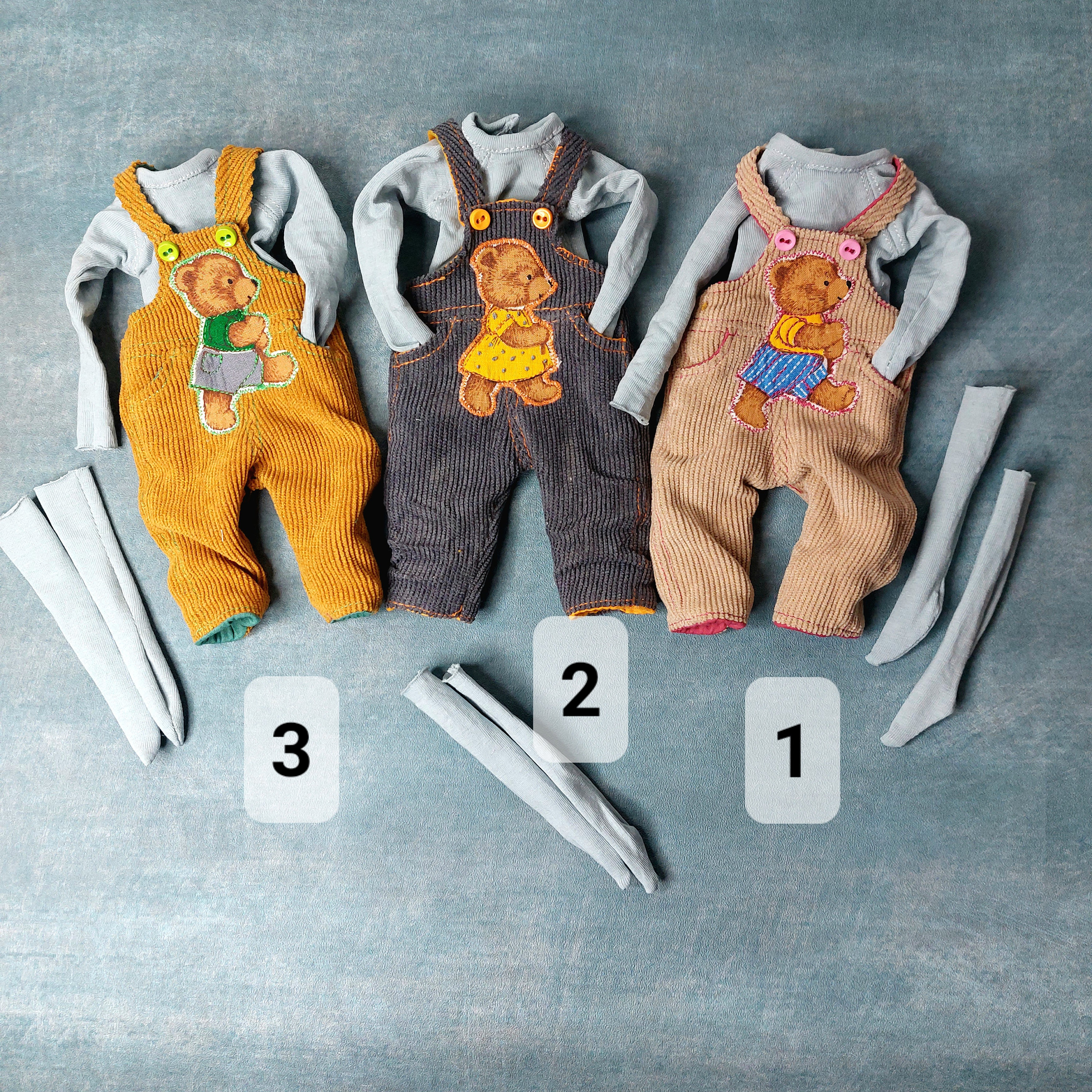 Blythe Doll Clothes: Vintage Style Corduroy Overalls Set