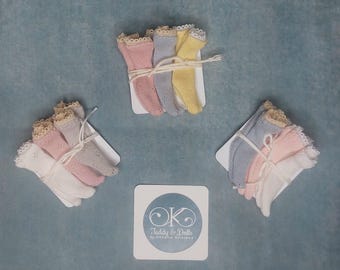 Blythe Doll Socks: Openwork Knitwear, Lace Trim (Set of 3)