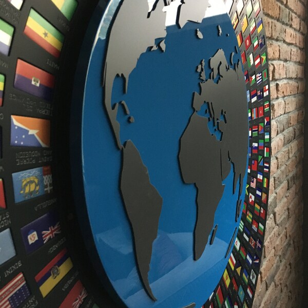 Wooden World Map With Flag Pins Etsy