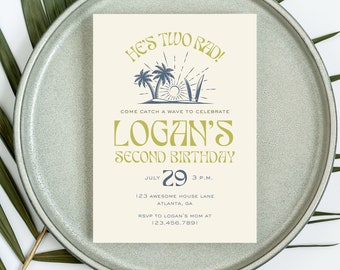 Two Rad Modern Second Birthday Invitation