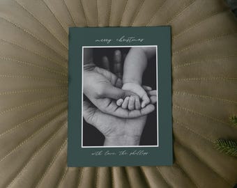 Printed Christmas Cards - Dark Green Classic Elegant Christmas Holiday Photo Cards