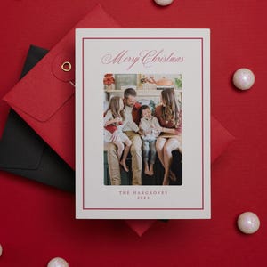 Bedrukte kerstkaarten - rode klassieke kerstvakantiefotokaarten