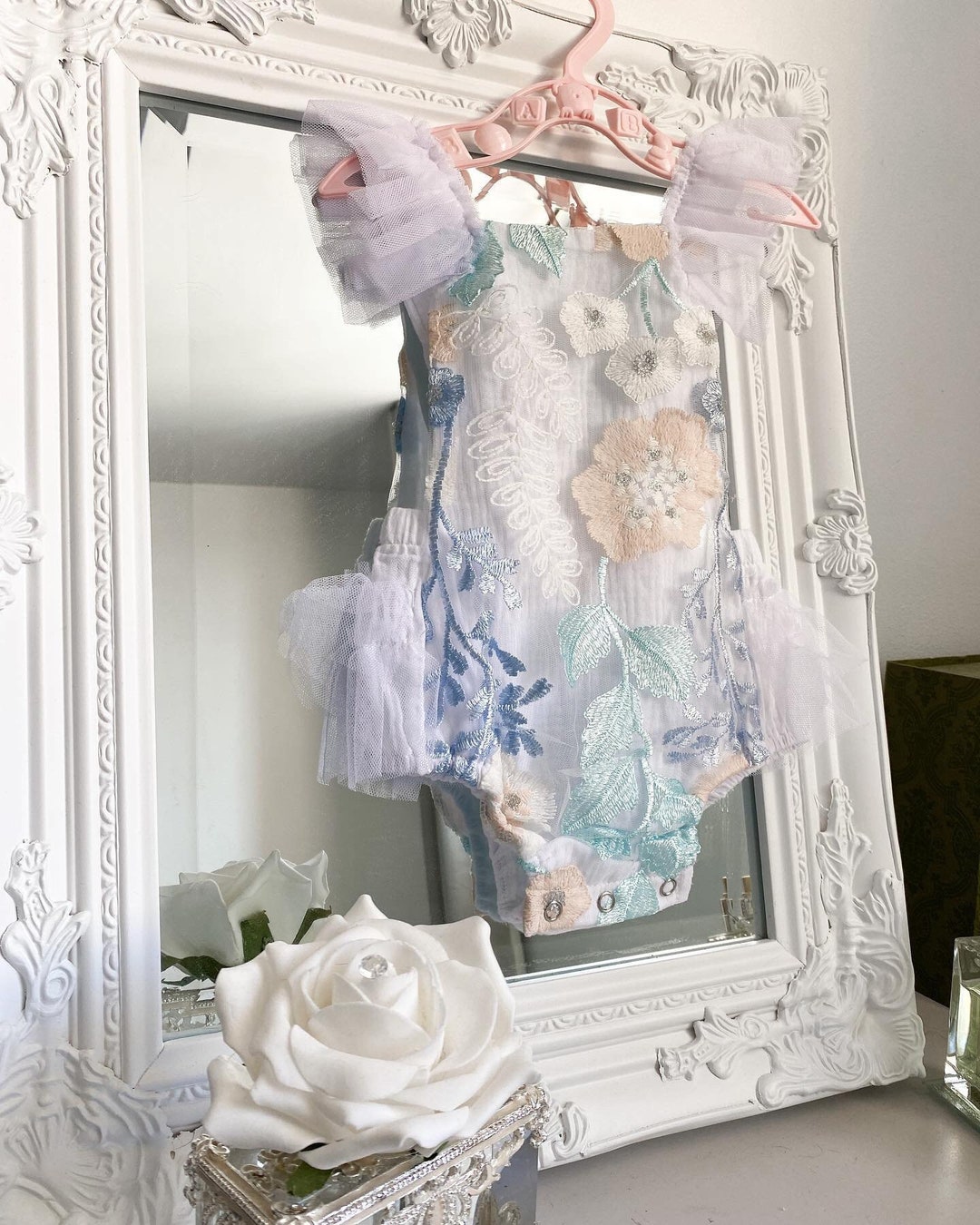 Embroidered Baby Girls Romper Christening Outfit Christening Dress Baby