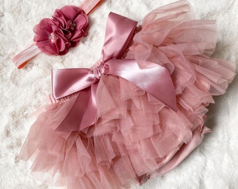 Dusty Pink Baby Girl Tutu | Frilly Baby Girl Skirt | Baby Girl Dress | Cake Smash Outfit | First Birthday Dress