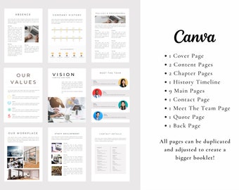 Remote Employee Onboarding Template | Editable Canva Handbook (Digital Download)
