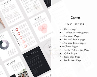 Editable Coaching eBook Template | 21 Page Mini Course Workbook (Canva)