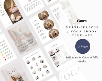 Yoga eBook Canva Template | 56-Page Workbook (Digital Download)