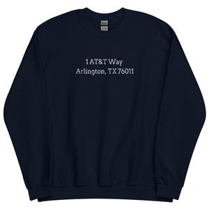 Sudadera de cuello redondo con la dirección del estadio AT&T de la época del fútbol de Dallas