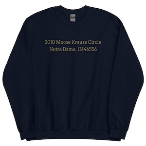 Vintage Notre Dame Stadium Address Crewneck Sweatshirt College Football