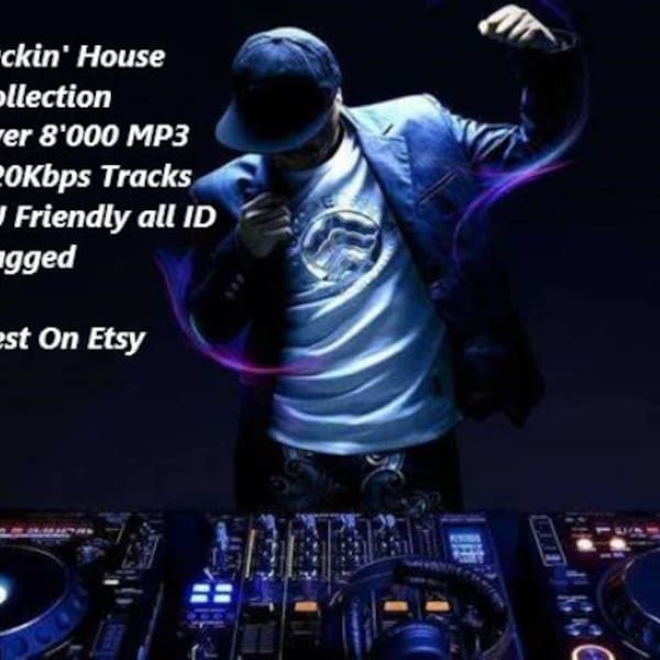 Plus de 8 000 titres Jackin' House funky au format MP3 320 Kbit/s, idéal pour les DJ et les soirées Adapté aux DJ
