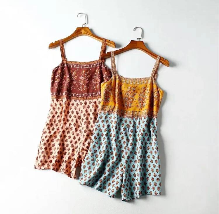 Women Boho Jumpsuit Fashion Floral Overall Jumpsuit Ladies Etsy