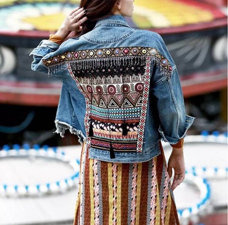 Boho skirt jean jacket cheap