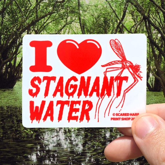 I Love Stagnant Water - Bug Sticker - Funny Vinyl Sticker (2.25" x 3")