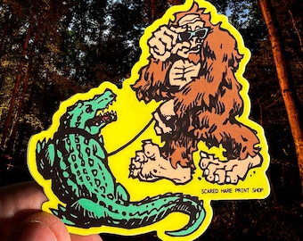 Sasquatch Gator Sticker - Skunk Ape Decal - Florida Bigfoot