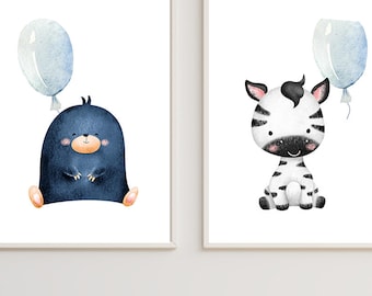 Animal Nursery Prints Safari Wall Art,  Room Decor, Baby Shower Gift, Digital Download,