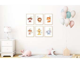 Printable Nursery Wall Art Set of 6 Poster Baby Art Kids Room Decor 5x7 ...