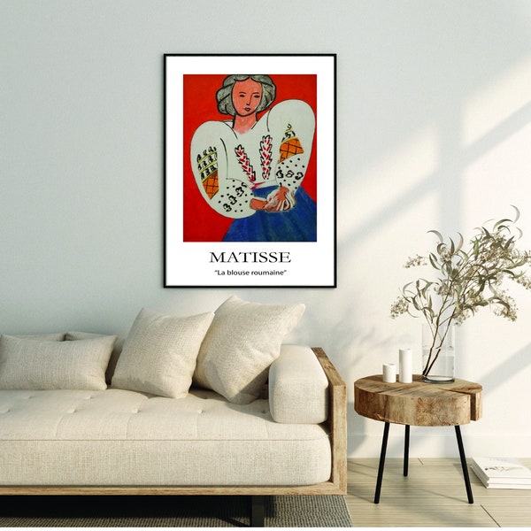 Matisse Printable The Romanian Blouse art, Vintage Digital Art ,Wall Décor ,Digital download