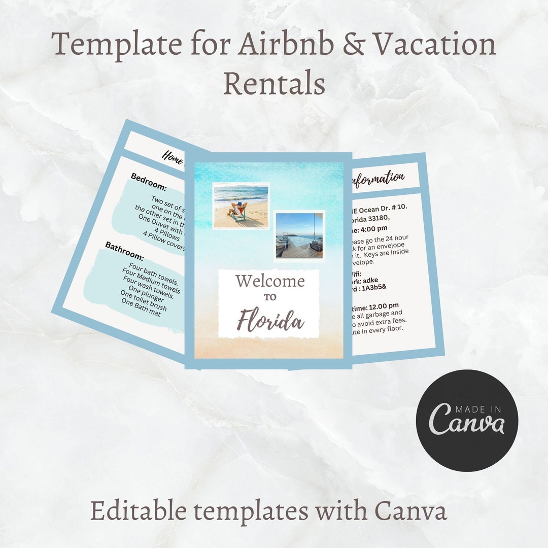 Book for Airbnb & Rentals Editable Template 10 Pages Etsy