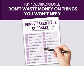 Puppy Essentials Checklist, New Puppy Shopping List (PDF Pattern)