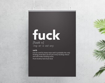 Funny Printable Wall Art, Fuck Definition, Gift, Humour, Fucking, Best Seller, Decor, Wall Art, Prints, Interior, Digital Download