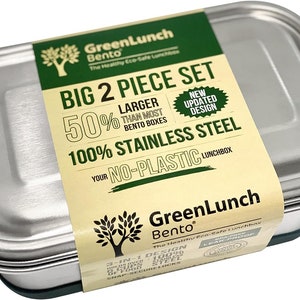 GreenLunch Bento Stainless Steel Bento Box, BPA-Free Lunch box with Snack Pods, Leak proof & Crack-Resistant Stainless Steel with Snap Locks