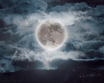 Cloudy Moon DIGITAL COPY - Etsy