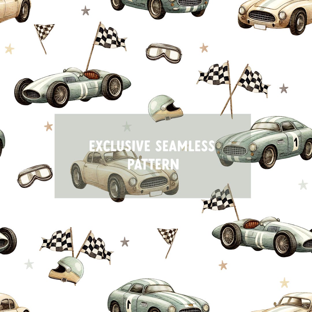 EXCLUSIVE Retro Racing Design, Cars Pattern, Retro Design, Boy Seamless ...