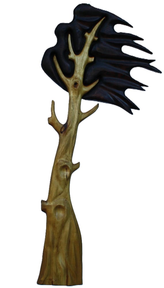 Baum.  Holz Wandkunst Geschenk. Holz-Kunst-Dekor, dekorative Wandkunst für zu Hause, Wohnzimmerdekor. Kirschbaum massive. 100x35x4 cm.