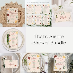 That's Amore Bridal Shower Bundle, Italian pizza and pasta invite, italian style bridal editable, Hand drawn, DIY editable, Dinner Party