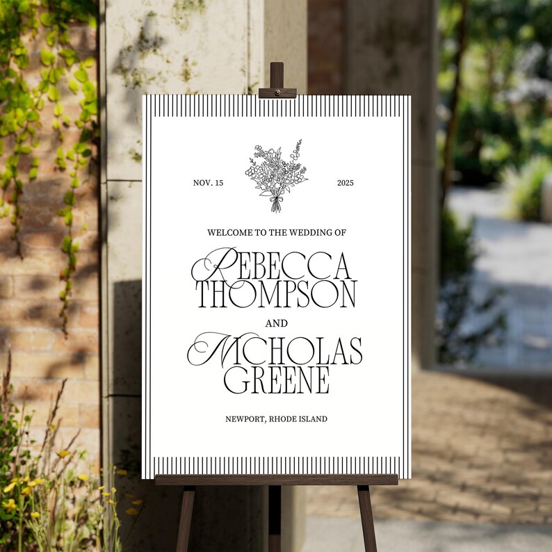 Old Money Welcome Sign Template, Bold Modern Vintage Editorial Wedding ...