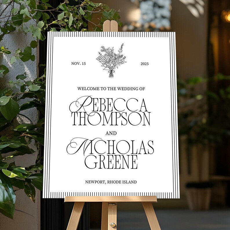 Old Money Welcome Sign Template, Bold Modern Vintage Editorial Wedding ...