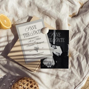 Altes Geld Sparen Sie die Datumsvorlage, Luxe Sparen Sie die Datumskarte, Vintage Sparen Sie das Datum, Foto Sparen Sie das Datum, Elegant Sparen Sie das Datum, minimale Einladung