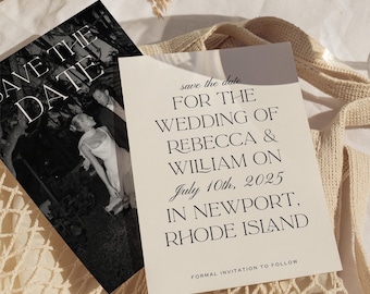 Old Money Save The Date Template, Luxe Save The Date Card, Vintage Save The Date, Photo Save the Date, Elegant Save The Date, Minimal Invite