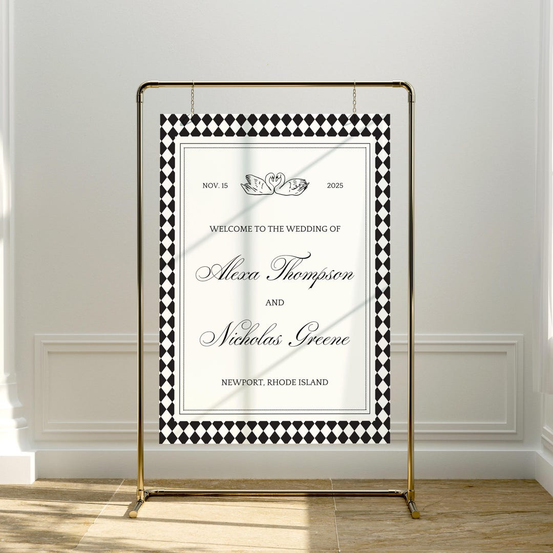 Old Money Welcome Sign Template, Bold Modern Vintage Editorial Wedding ...