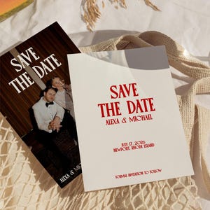 Moderne Retro Die Datum Vorlage, Luxe Save The Date Karte, Vintage Save The Date, Foto Save the Date, Elegant Save The Date, Minimal Einladen