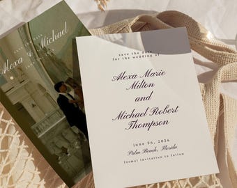 Old Money Save The Date Template, Luxe Save The Date Card, Vintage Save The Date, Photo Save the Date | Quinn Collection