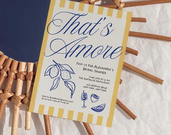 That's Amore Amalfi Bridal Shower Invitation, Handwritten Bridal Template, Amalfi Coast, Found Her Main Squeeze, Lemon Elegant Invite