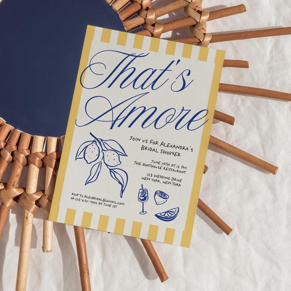That's Amore Amalfi Bridal Shower Invitation, Handwritten Bridal Template, Amalfi Coast, Found Her Main Squeeze, Lemon Elegant Invite