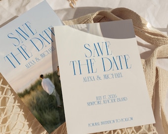 Modern Retro The Date Template, Luxe Save The Date Card, Vintage Save The Date, Photo Save the Date, Elegant Save The Date, Minimal Invite